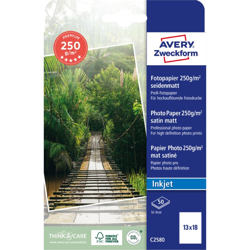 AVERY Zweckform fotopapier premium 13x18 cm, wit, hoogglanzend