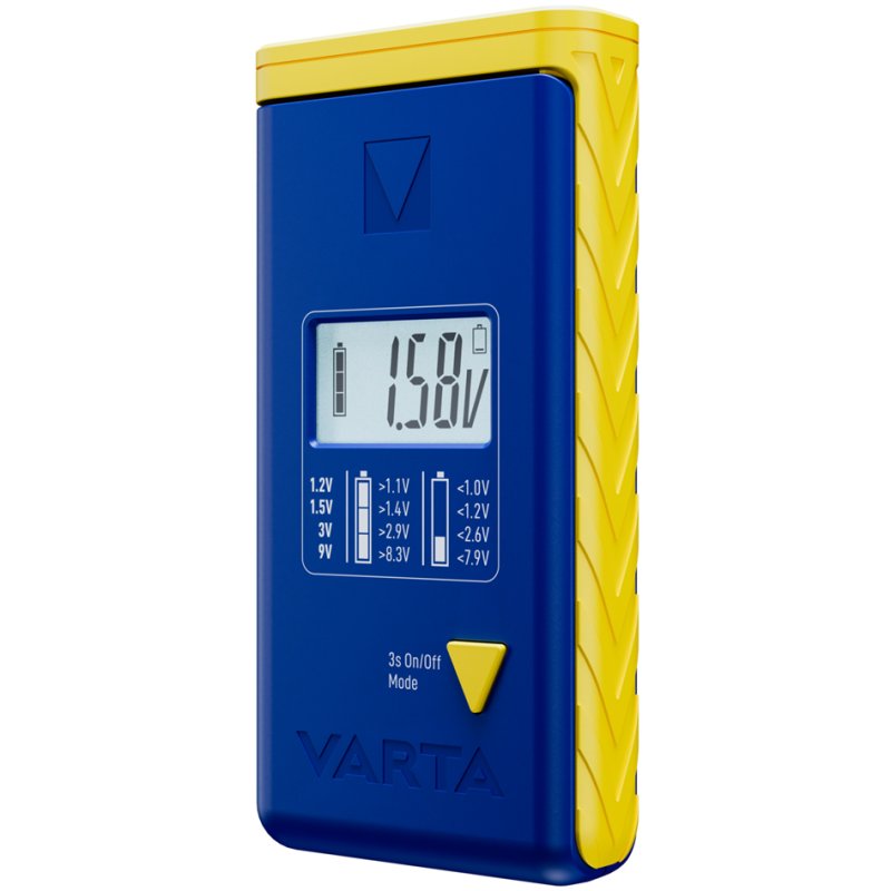 Batterij tester met lcd-scherm, blauw / geel