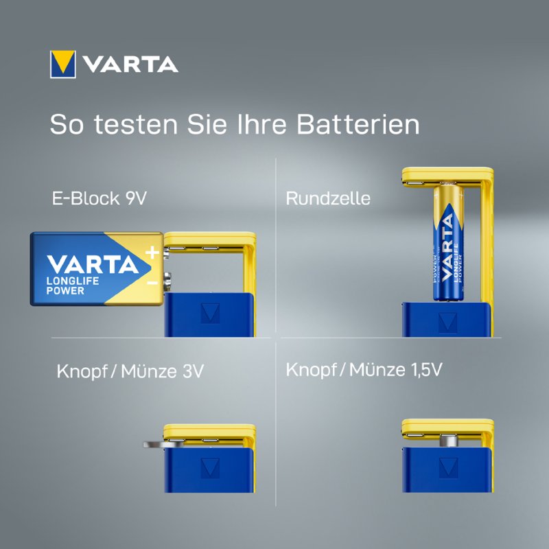 Batterij tester met lcd-scherm, blauw / geel