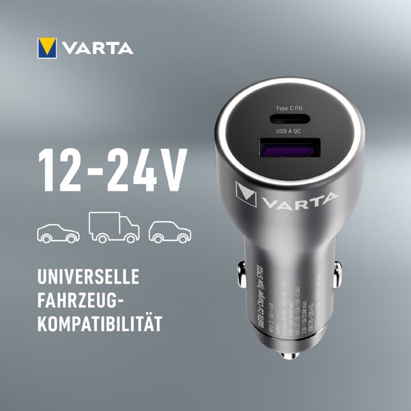 VARTA auto-oplader met USB-A en USB-C aansluiting