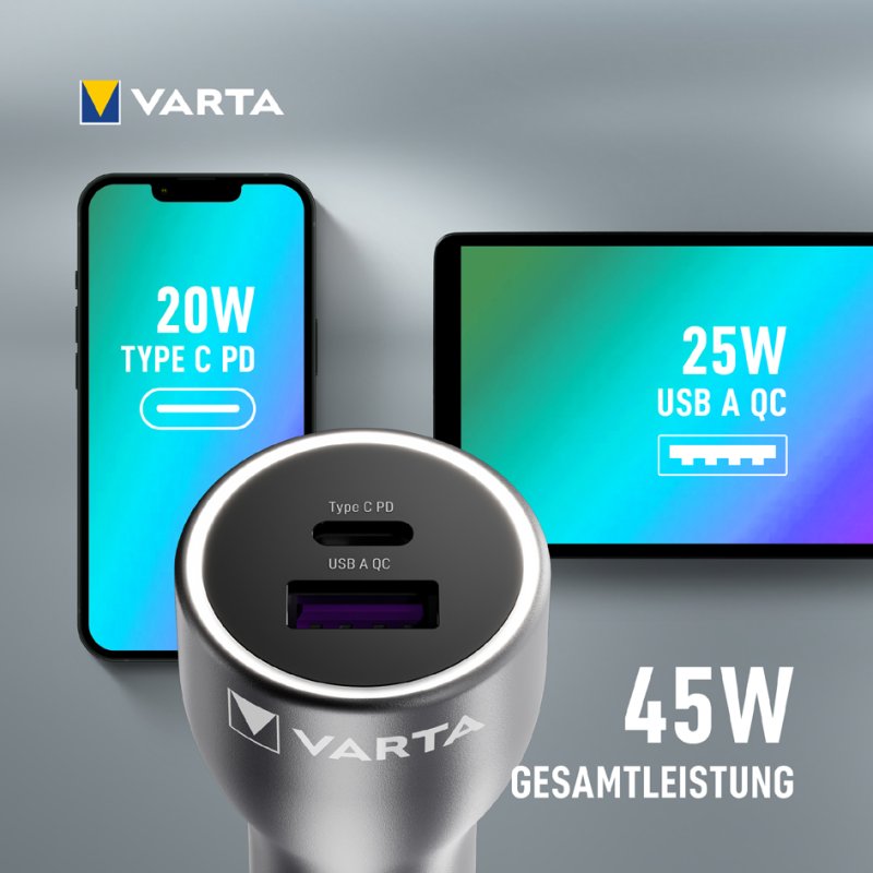 VARTA auto-oplader met USB-A en USB-C aansluiting
