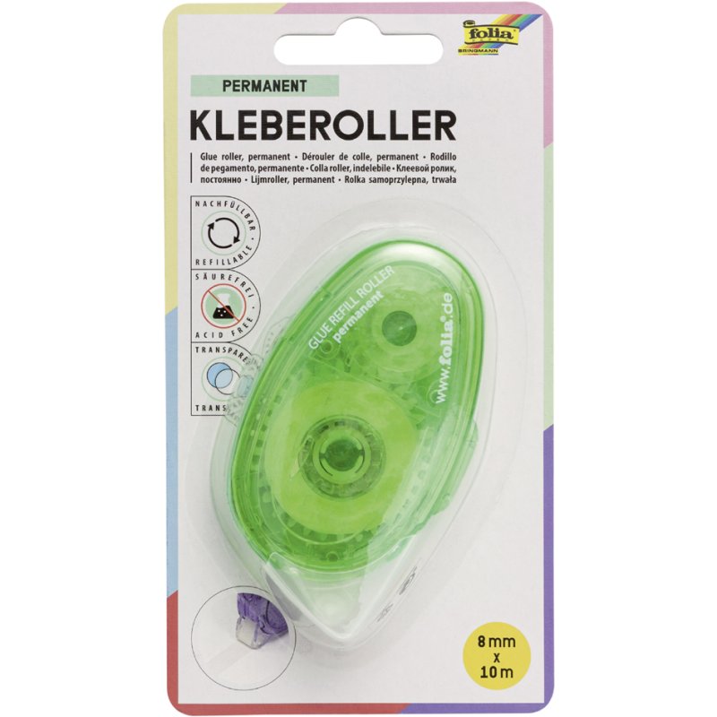 Folia navulbare lijmroller permanent, 8 mm x 10 m