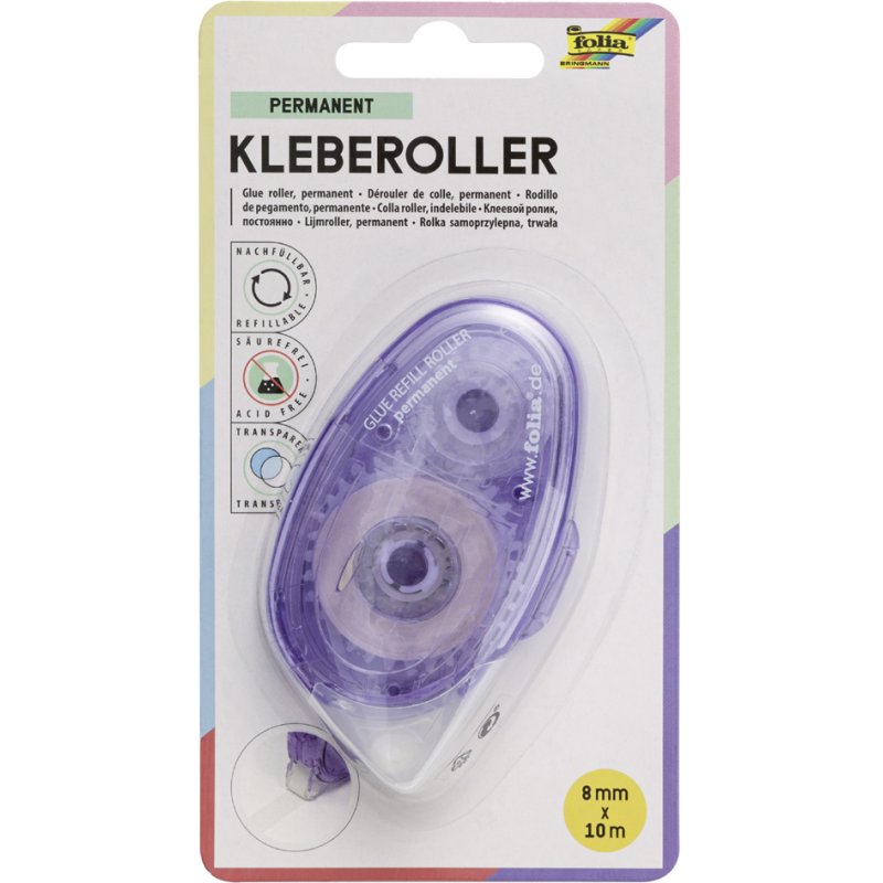 Folia navulbare lijmroller permanent, 8 mm x 10 m