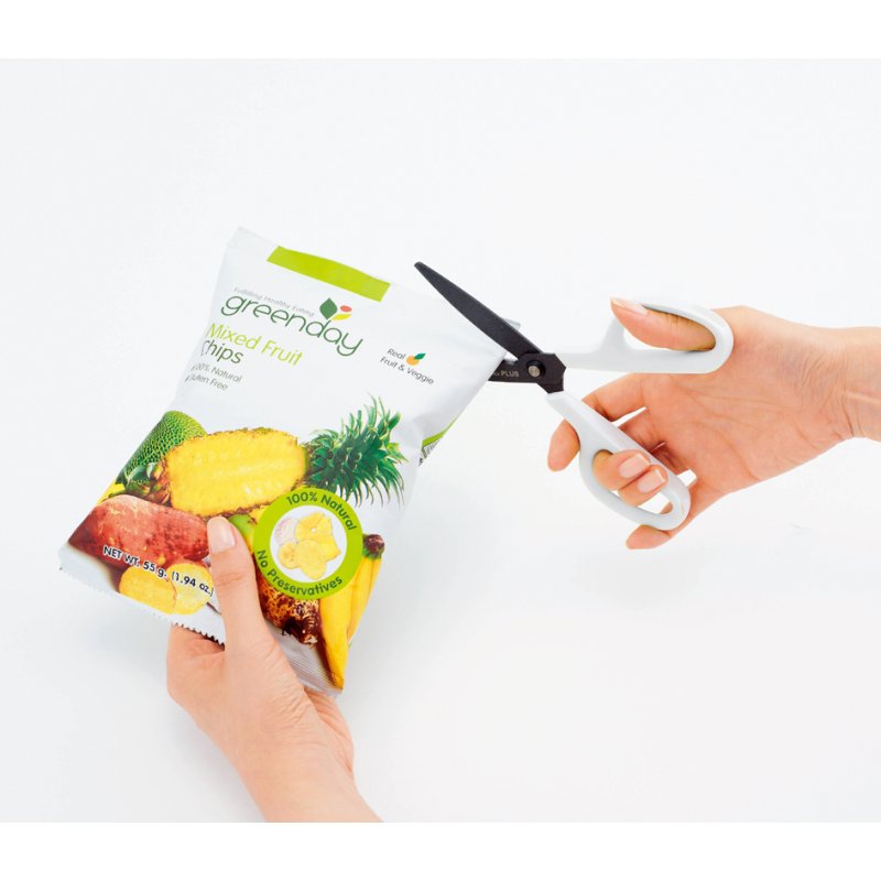 Plus Japan universele schaar FITCUT CURVE fluor grijs/wit