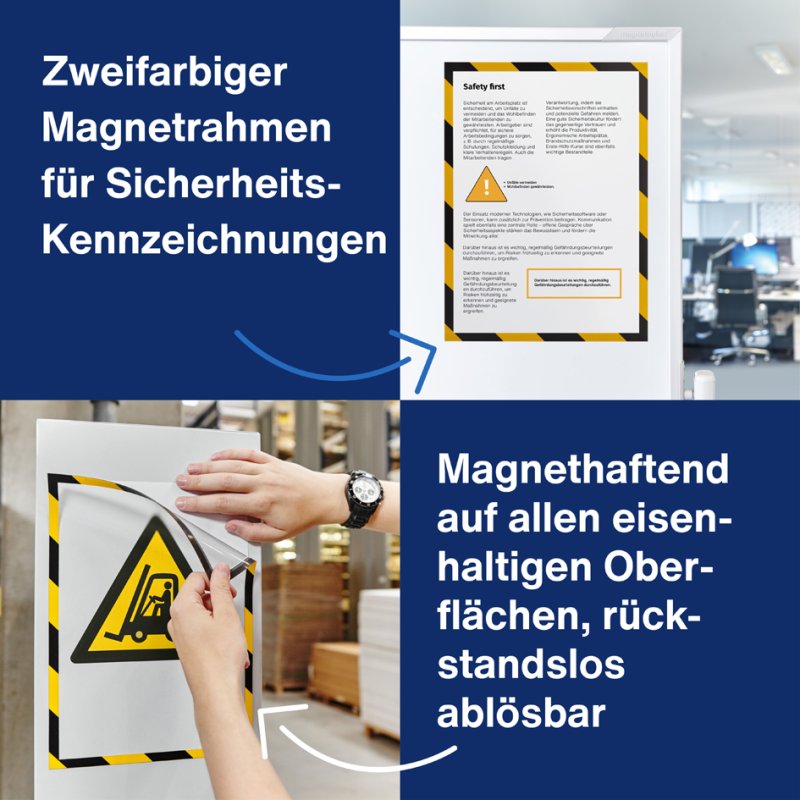 Magnetoplan magneetframe magnetofix SAFETY A3, geel/zwart