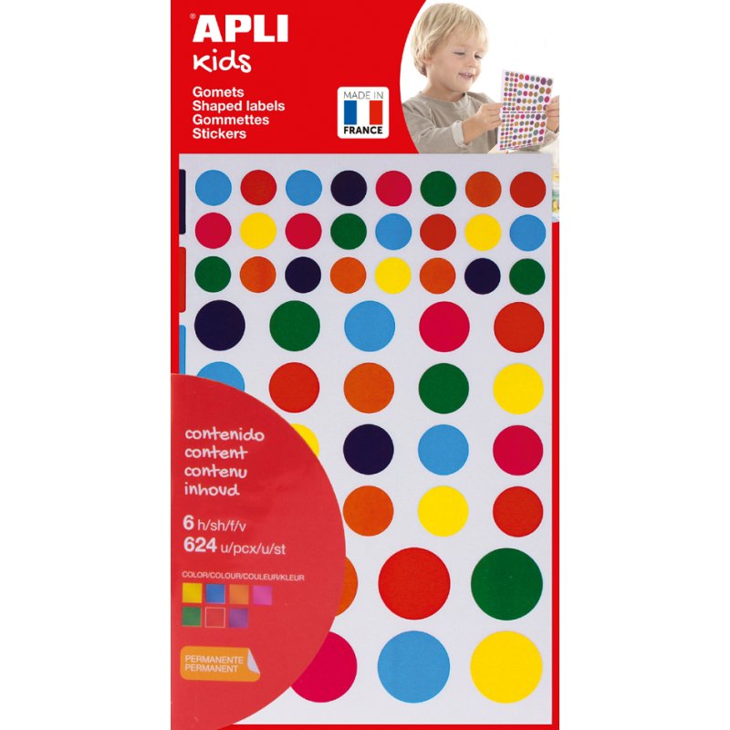APLI Kids sterren stickers, afneembaar, 624 stuks in verschillende kleuren