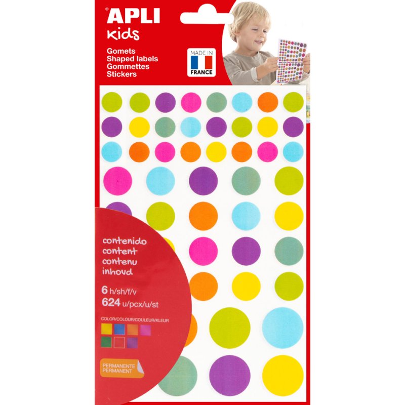 APLI Kids sterren stickers, afneembaar, 624 stuks in verschillende kleuren