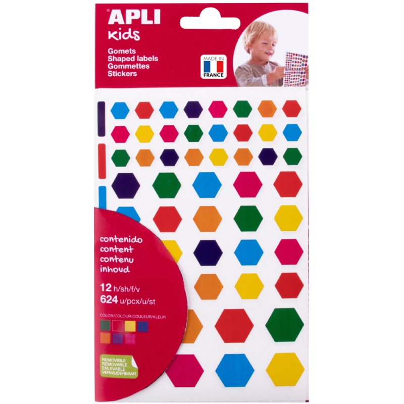 APLI Kids sterren stickers, afneembaar, 624 stuks in verschillende kleuren