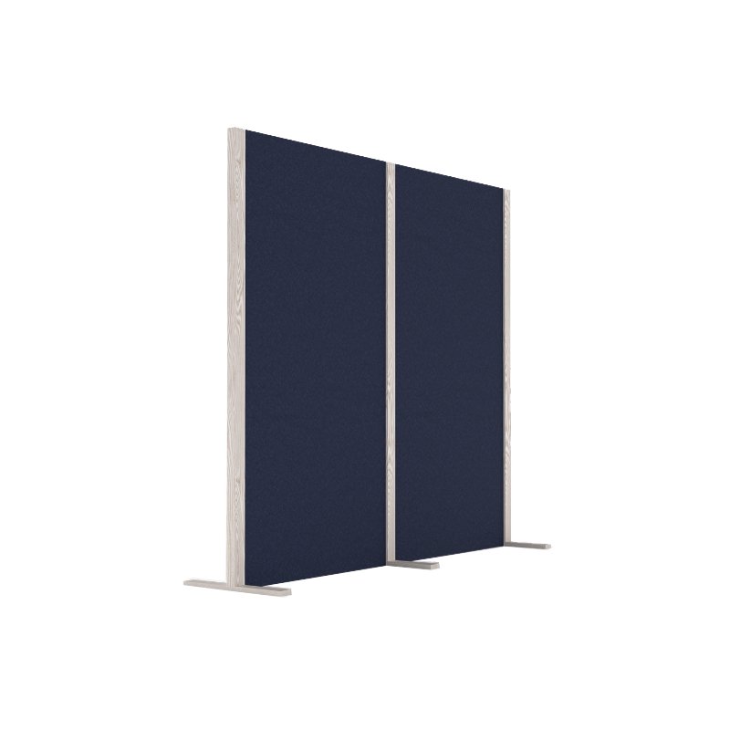 magnetoplan akoestische scheidingswand Wood Series Double, dubbelzijdig vilt, essenhout frame, blauw