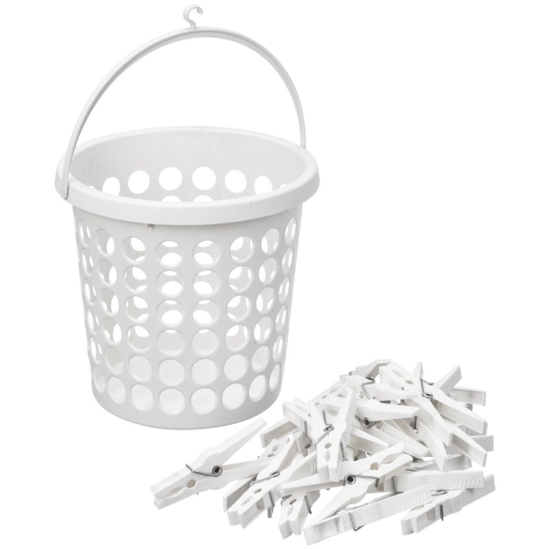 Wasknijpermandje SPRINGFIELD rond wit met ophanghaak