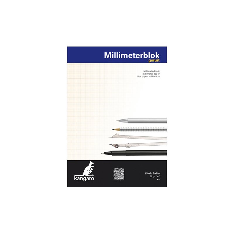 Kangaro millimeterpapier blok A4 80g/m² 25 vel