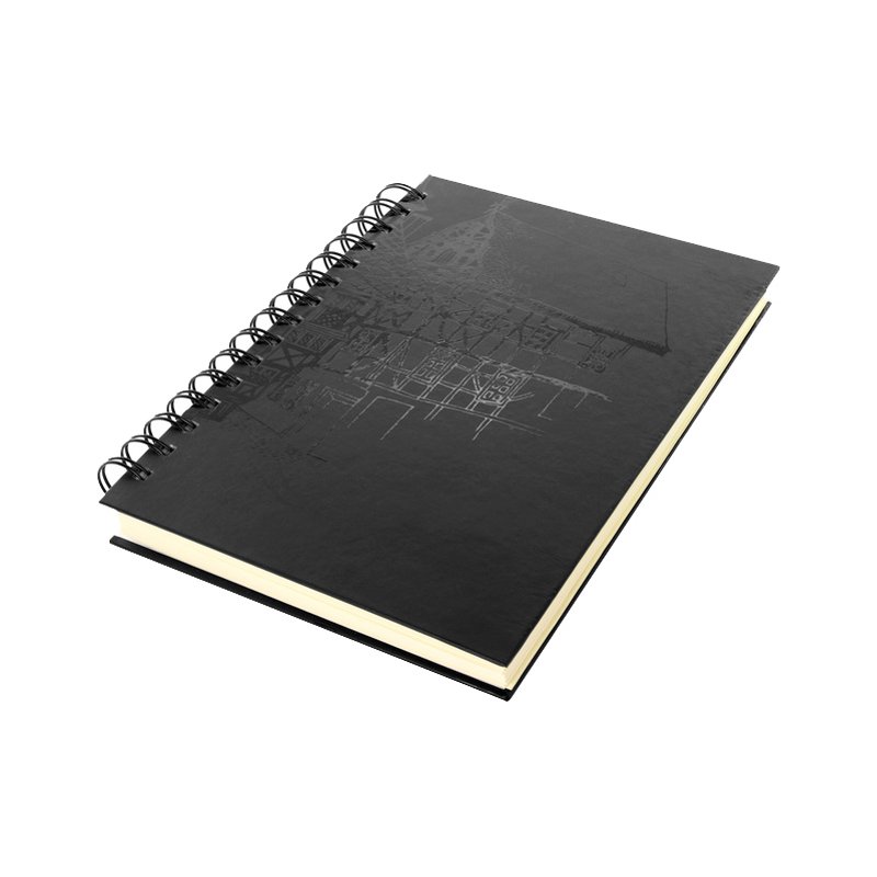 Kangaro spiraal schetsboek A5, 80 vel, zwart hardcover met design