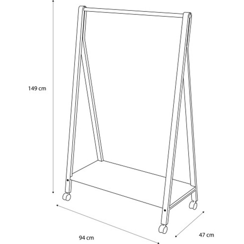 ALBA Garderobenwagen SLEEK mobiel beuken/wit 1490mm hoog