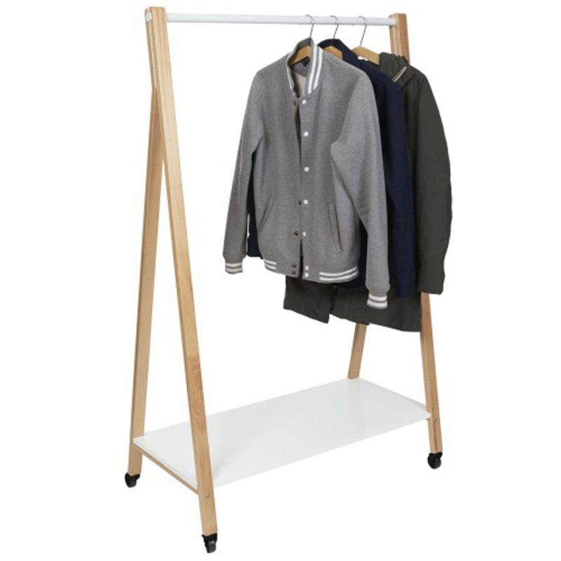 ALBA Garderobenwagen SLEEK mobiel beuken/wit 1490mm hoog