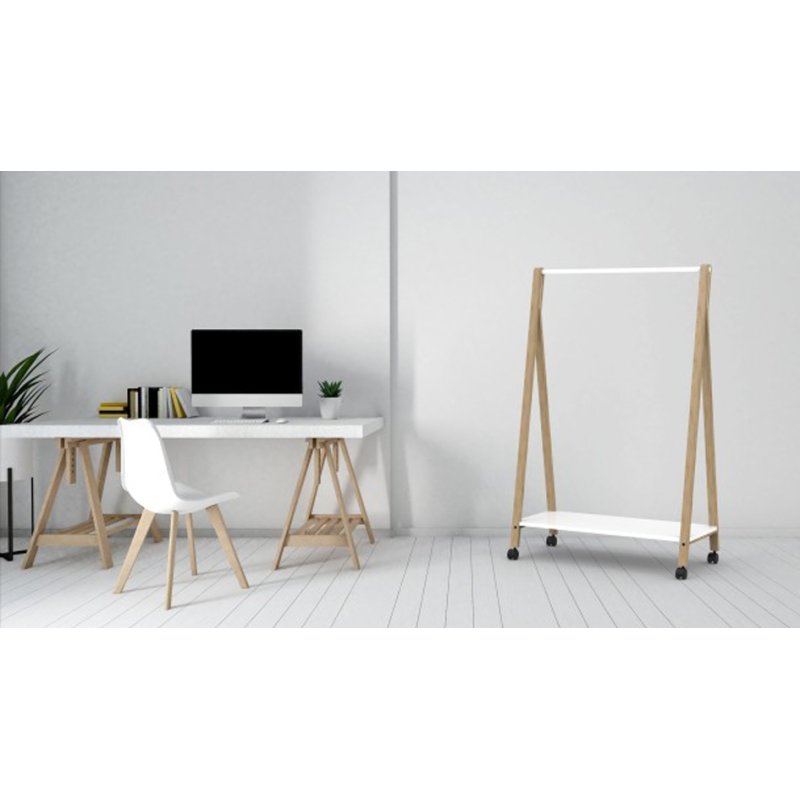 ALBA Garderobenwagen SLEEK mobiel beuken/wit 1490mm hoog