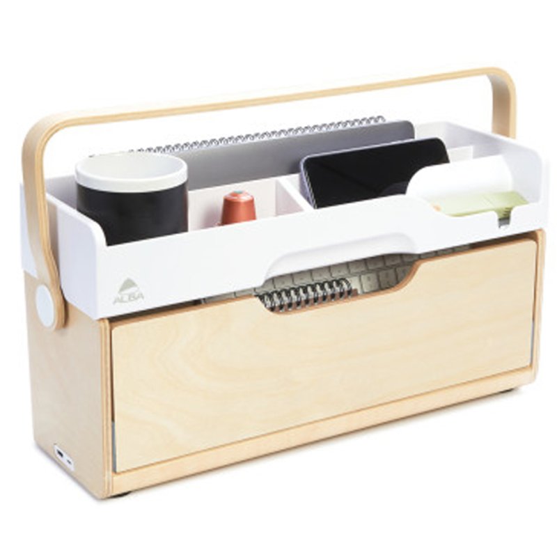 ALBA Mobiele opbergbox ERGOBOX, beuken/wit