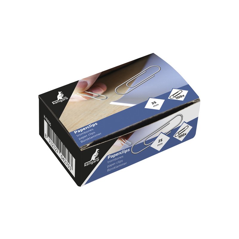 Kangaro paperclips verzinkt 30mm zilver