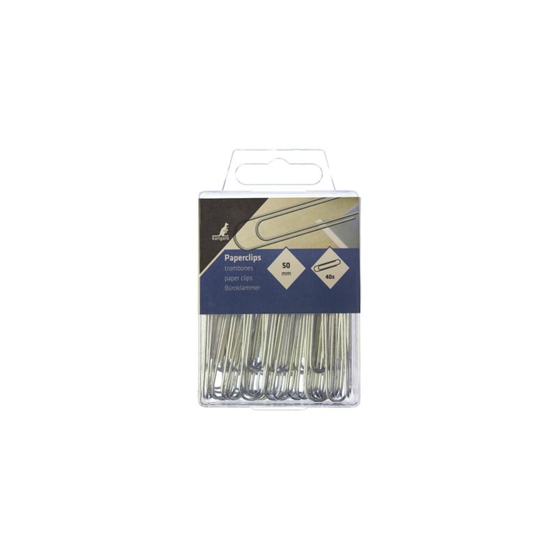 Kangaro paperclips verzinkt 50mm zilver