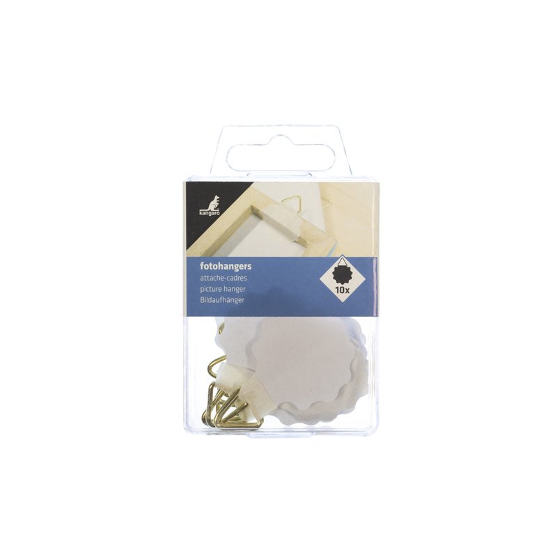 Kangaro ophanghaakjes zelfklevend rond wit 30mm, 10 stuks