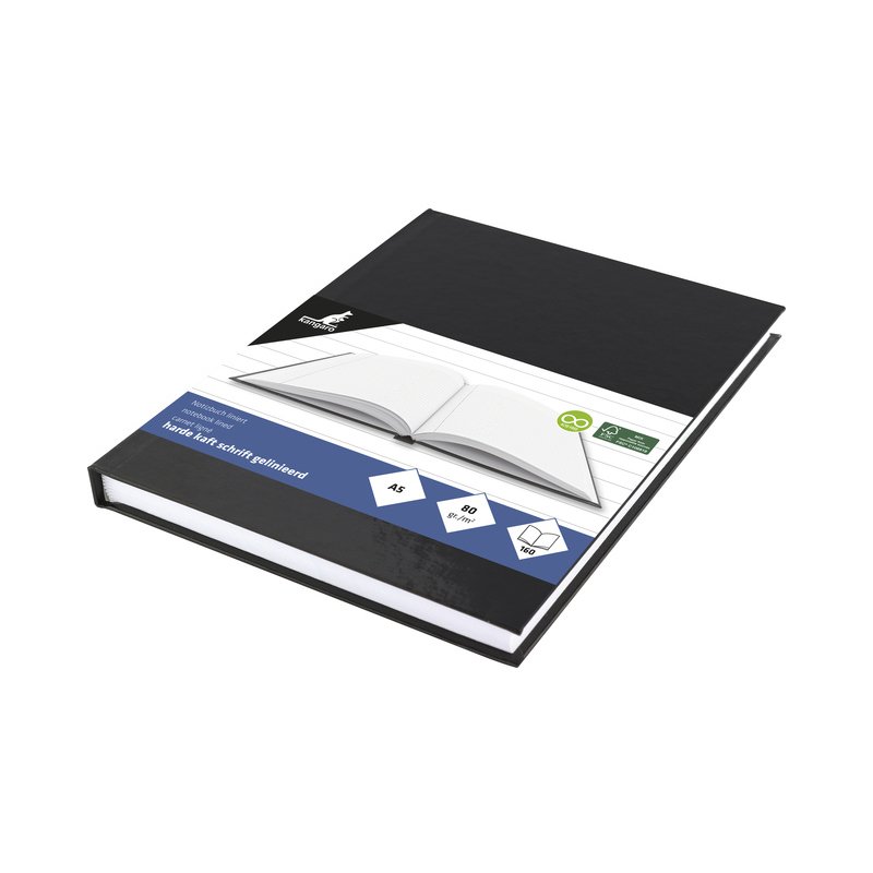 Kangaro notitieboek A5 gelinieerd zwart hardcover 80 pagina's