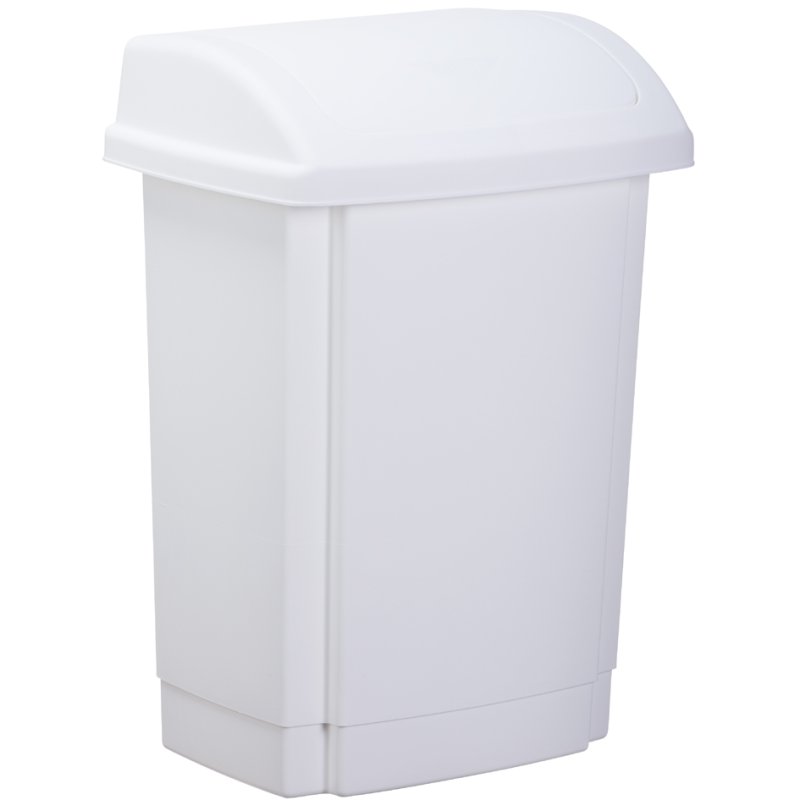 Plast Team afvalemmer met scharnierend deksel 25 liter wit