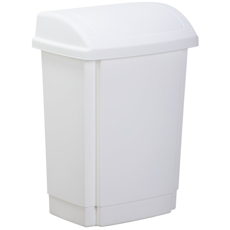Plast Team afvalbak met klapdeksel, 15 liter, wit