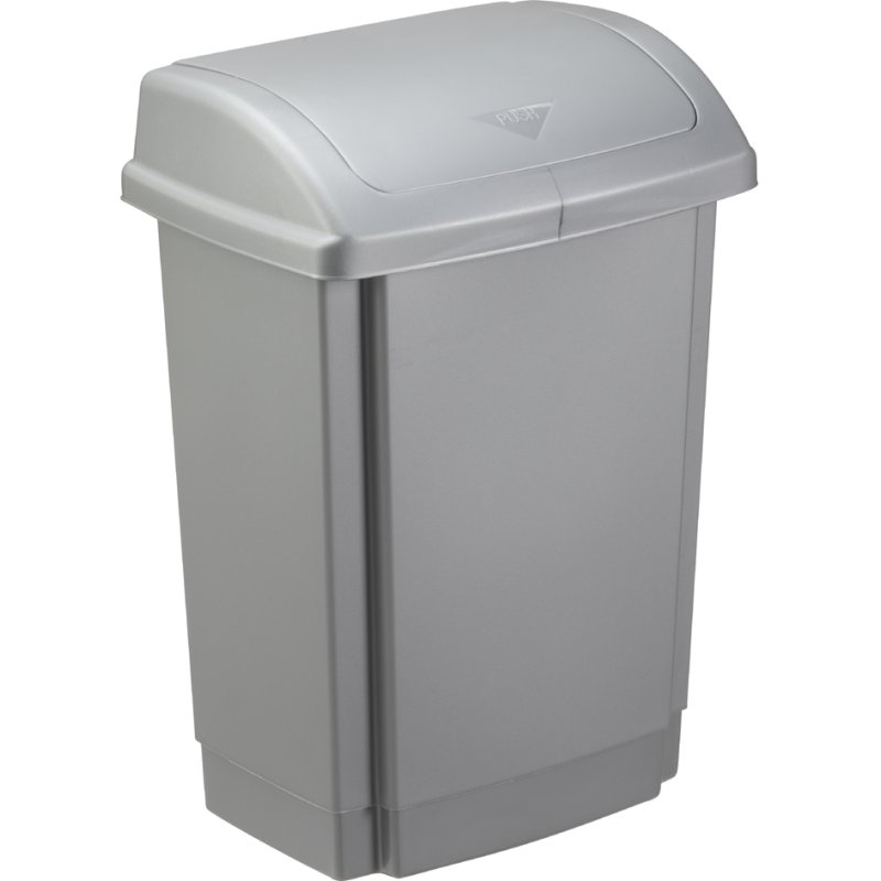 Plast Team afvalbak met klapdeksel, 15 liter, wit