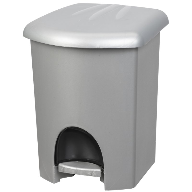 Plast Team pedaalemmer 6 liter zilver met binnenemmer