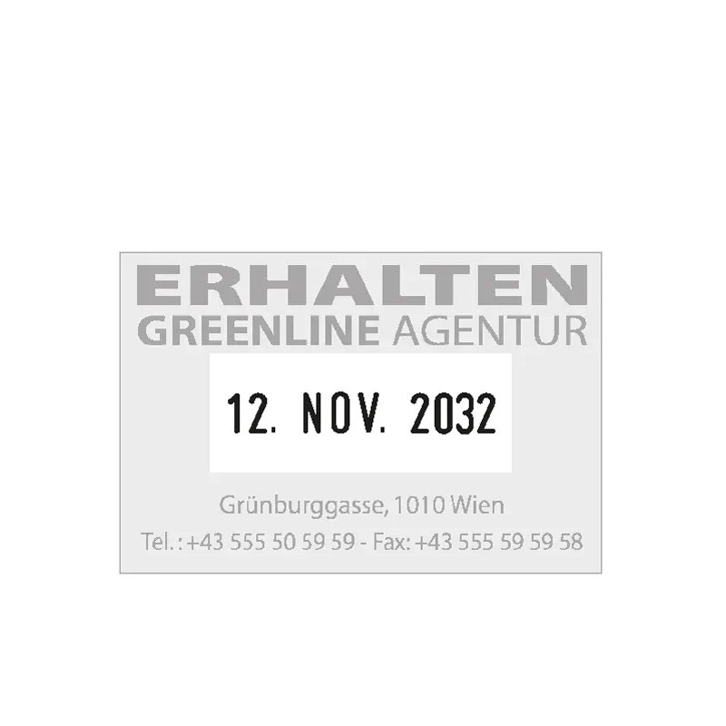 Datum datumstempel 4-regelig, met kortingsbon