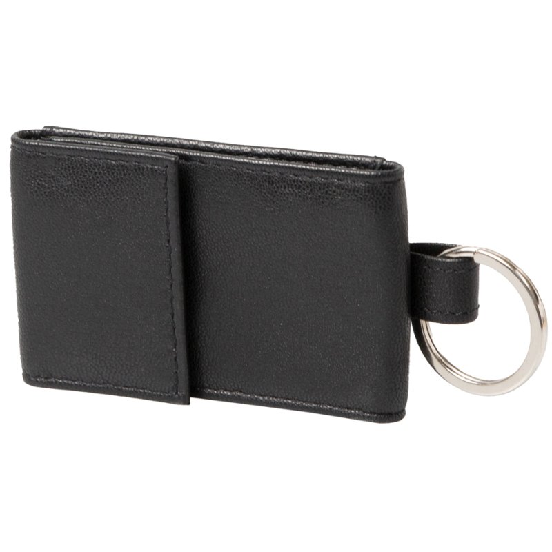 Alassio mini portemonnee met metalen embleem, nappaleder, zwart