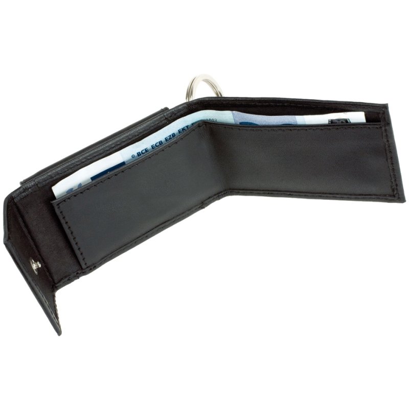 Alassio mini portemonnee met metalen embleem, nappaleder, zwart