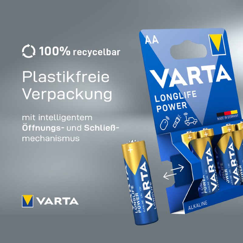 VARTA Alkaline batterijen AA Mignon LongLife Power 8+4 gratis