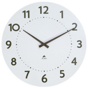 ALBA wandklok hout HORMILENA 55 kwartsuurwerk wit 55cm