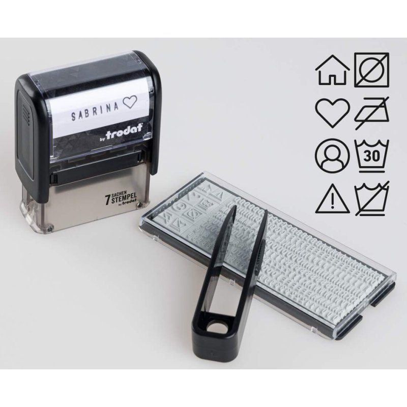 Textielstempelset '7 stuks stempels', zwart