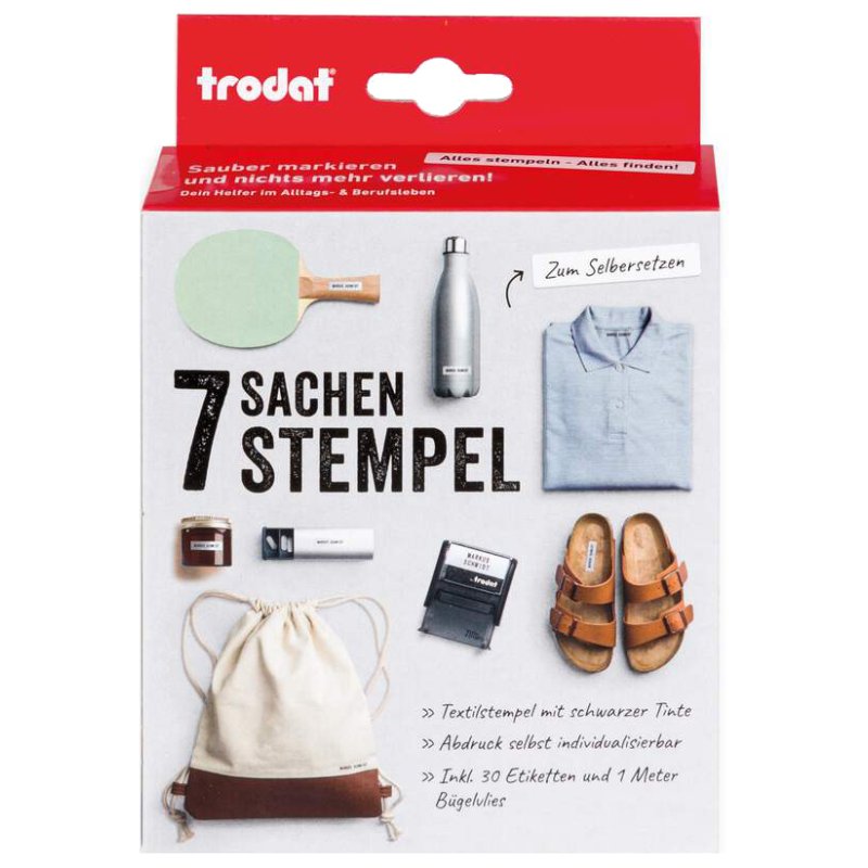 Textielstempelset '7 stuks stempels', zwart