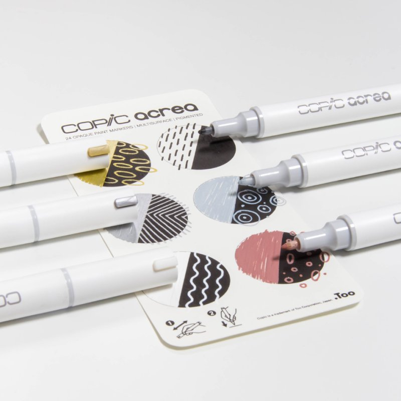 COPIC acrea set Essentials, 6 markers, watervaste inkt, ronde punt 0,8 mm