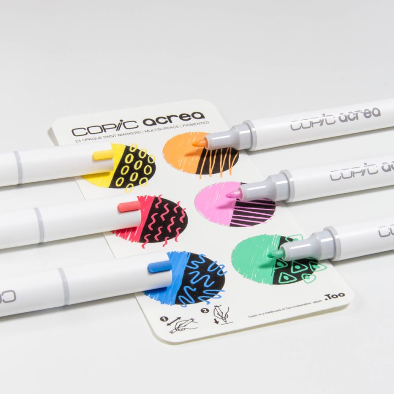 COPIC markersetje acrea Vivid, waterproof pigmentinkt, 6 stuks