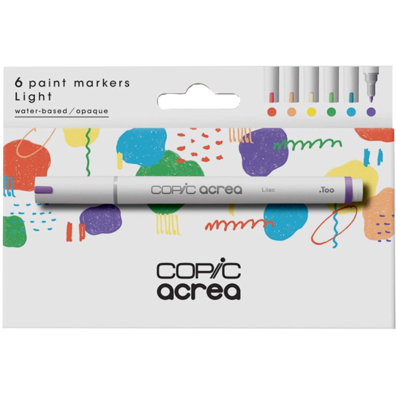 COPIC markers acrea Light set, 6 stuks, watervaste inkt, 0,8 mm rondpunt