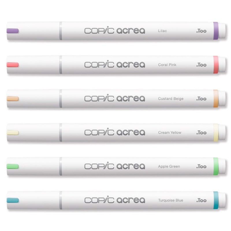 COPIC markers acrea Light set, 6 stuks, watervaste inkt, 0,8 mm rondpunt