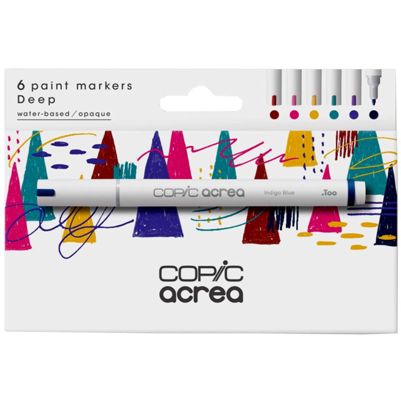 COPIC markers acrea Deep set, 6 stuks, waterbestendige inkt, 0,8 mm ronde punt