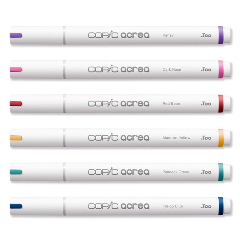 COPIC markers acrea Deep set, 6 stuks, waterbestendige inkt, 0,8 mm ronde punt