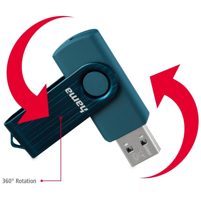 Hama USB 3.0 stick 'Rotate' 128 GB, petrolblauw
