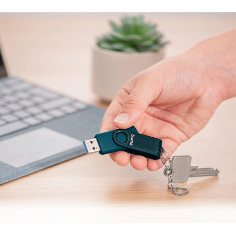 Hama USB 3.0 stick 'Rotate' 128 GB, petrolblauw