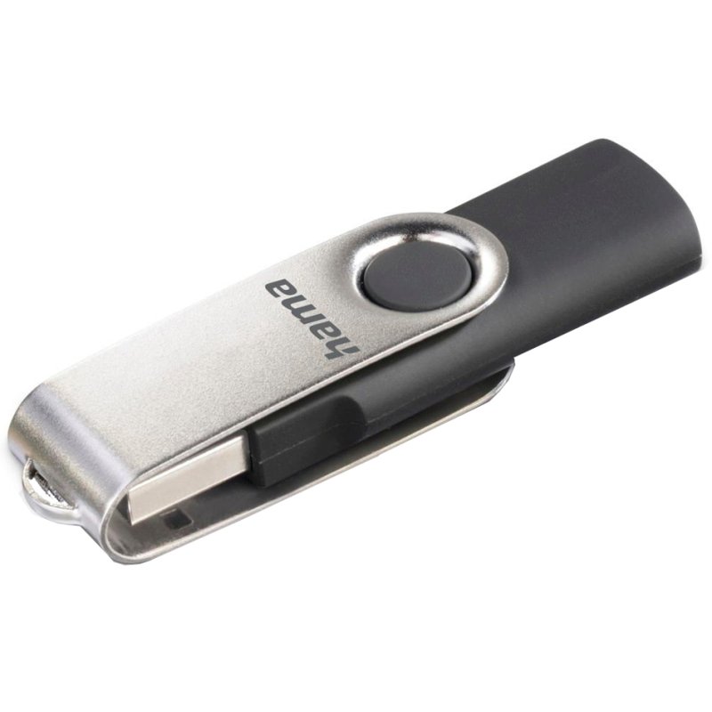 USB 2.0 draaistickmemorie, 8 GB, zwart/zilver