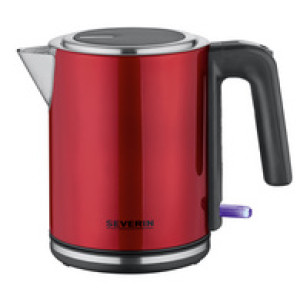 SEVERIN waterkoker 1,0 liter edelstaal/rood 2200W draadloos