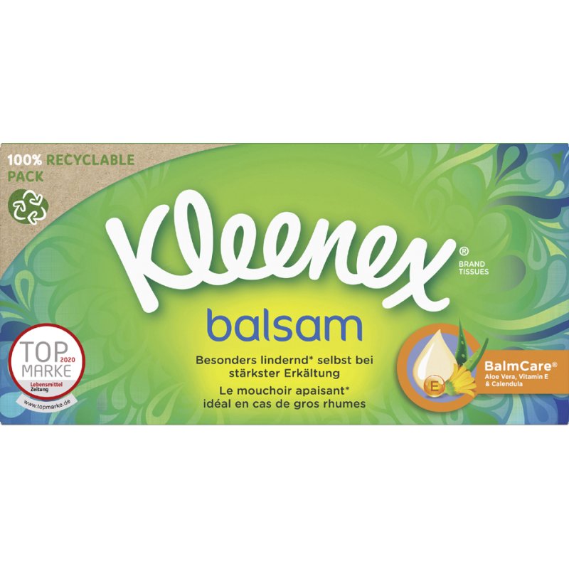 Kleenex Tissues Balsam, 4-laags, wit, doos met 56 stuks