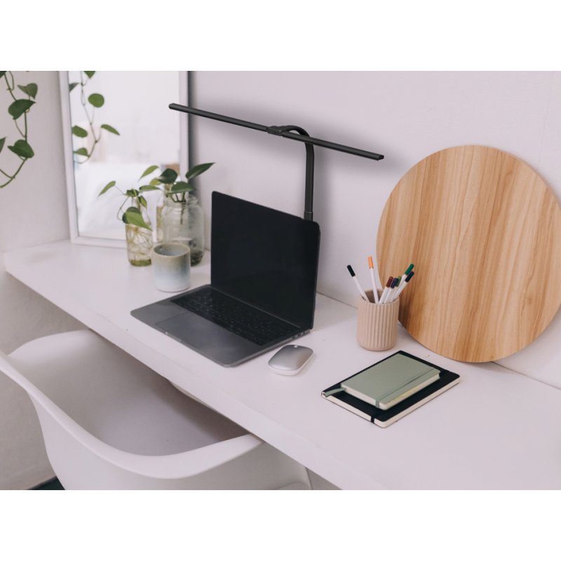 Hansa LED-bureaulamp Novano zwart met standvoet