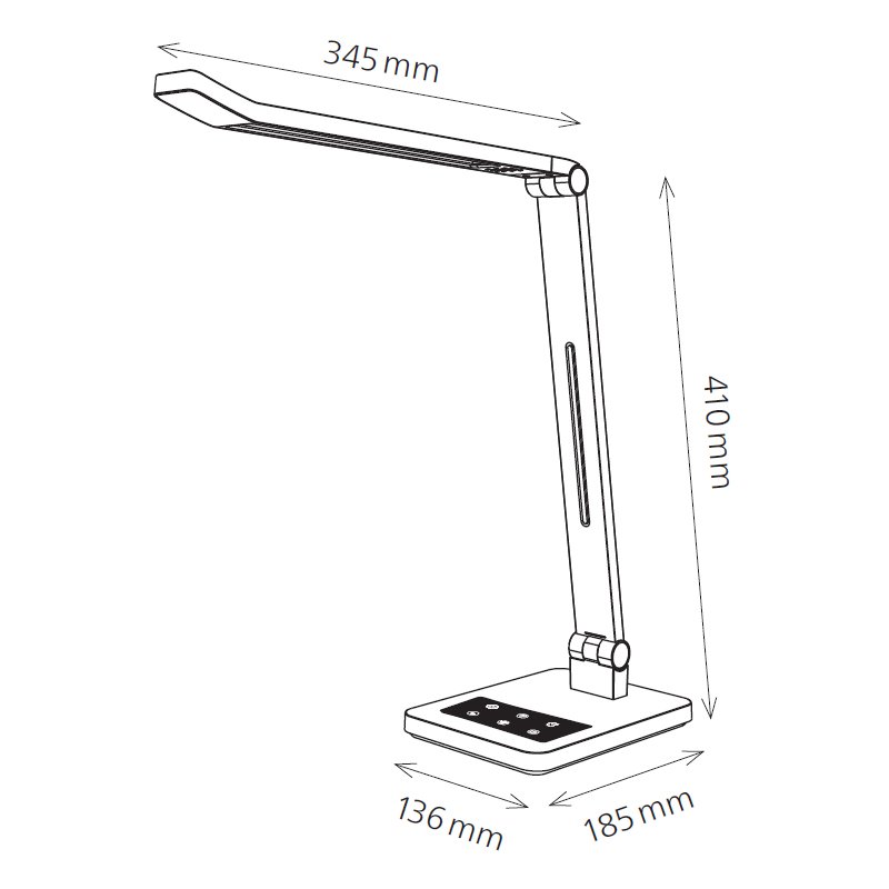 Hansa bureaulamp Tide met voet, wit, dimbaar