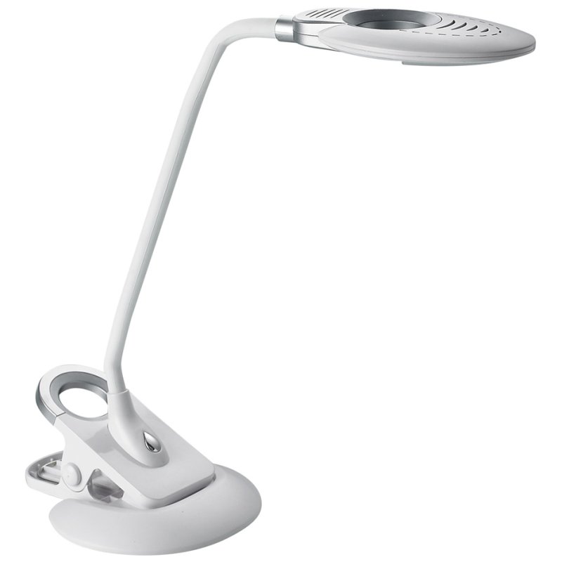 Hansa LED bureaulamp Swirl dimbaar met klem, wit/zilver