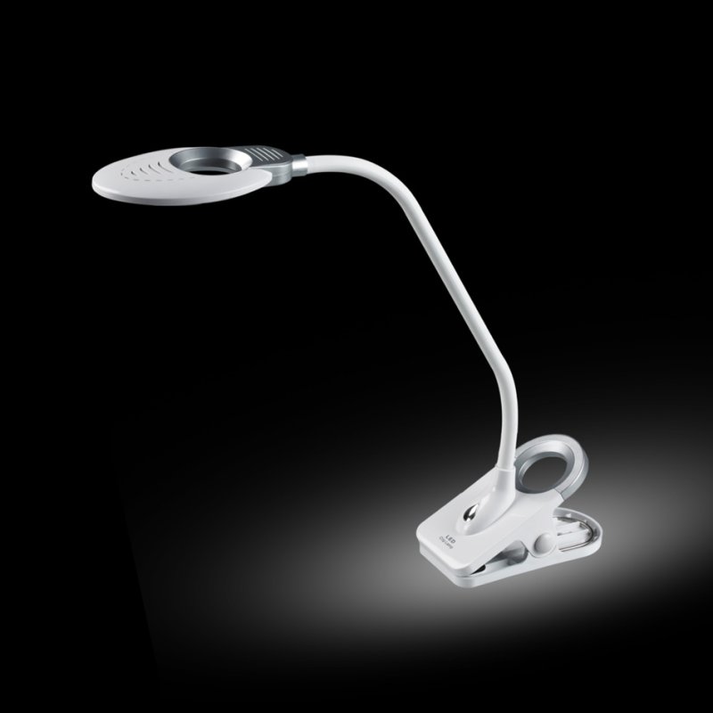 Hansa LED bureaulamp Swirl dimbaar met klem, wit/zilver